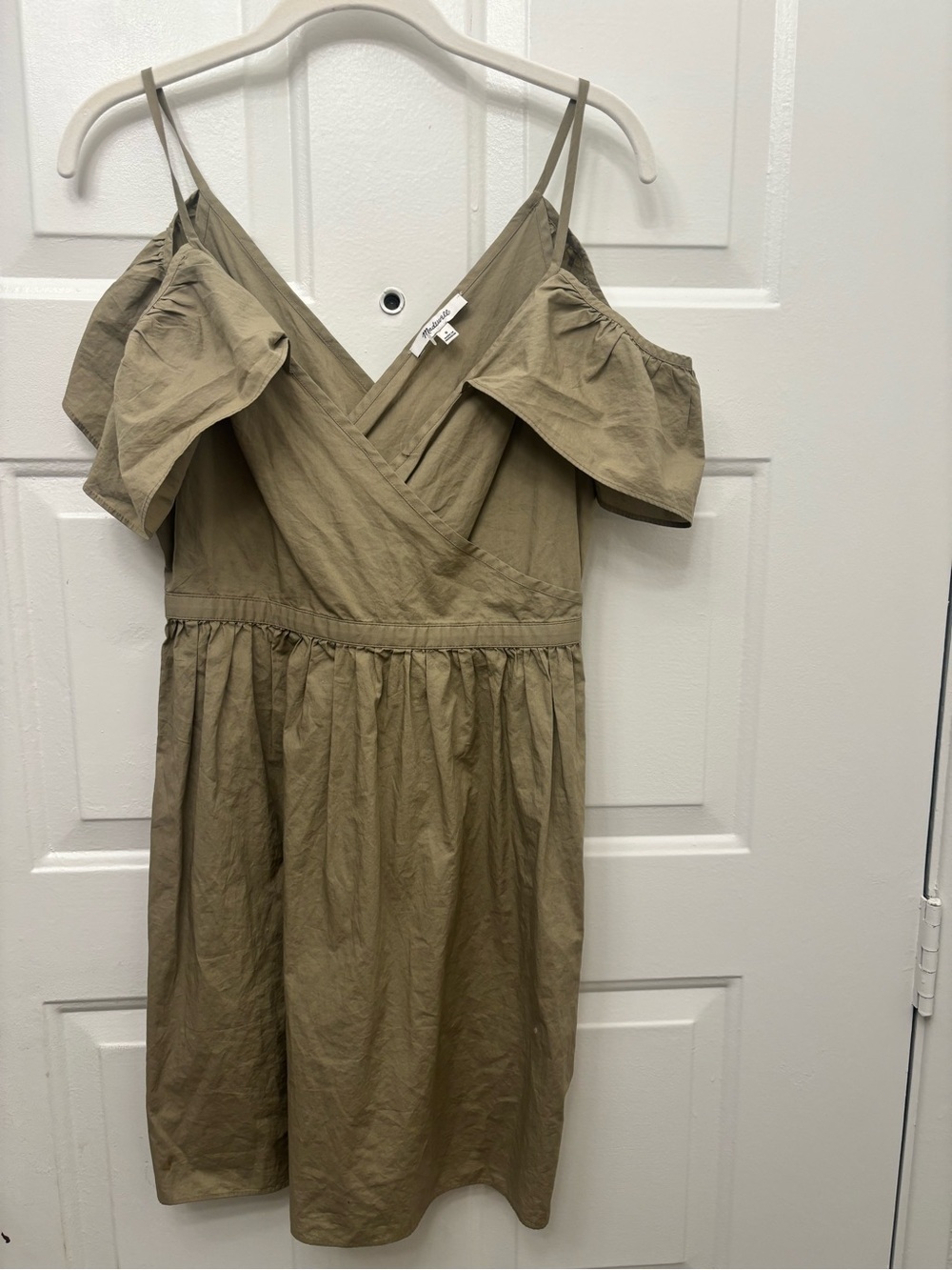 Madewell Khaki Cold Shoulder Mini Dress
